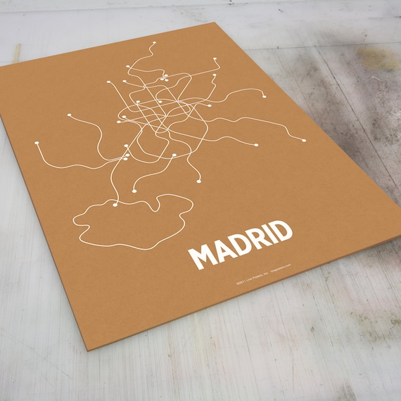 Madrid Lineposter Screen Print - Orange/Pearl White