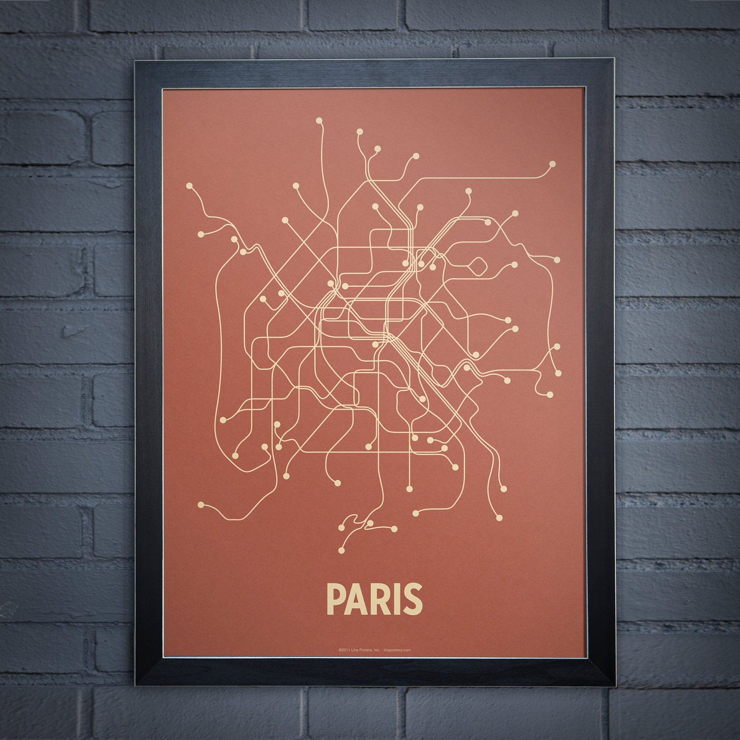 Paris Lineposter Screen Print - Brick Red/Tan