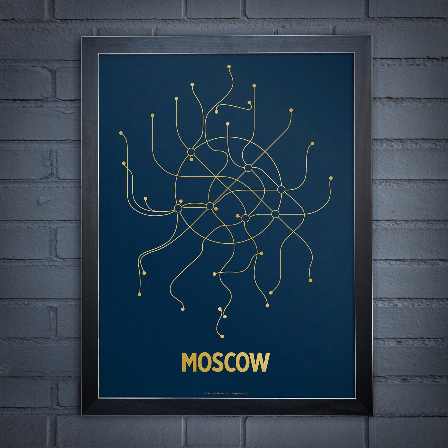Moscow Lineposter Screen Print - Navy/Gold