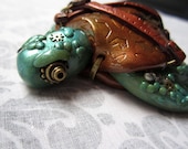 Steampunk Industrial Sea Turtle Brass and Tan