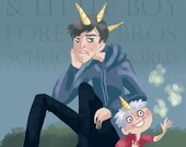Teenager and Little Boy Print