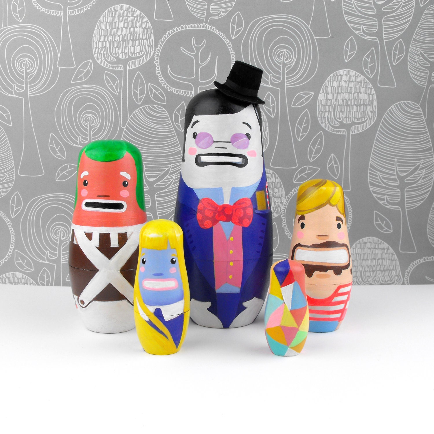 Willy Wonka Nesting Dolls Matryoshka Babushka Russian