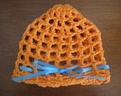 Crocheted Hot Orange Summer Baby Beanie