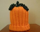 Pumpkin Baby Hat  Size 3 to 6 Months - Ready to Ship -
