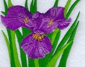 Detailed Iris Embroidered Flour Sack Hand/Dish Towel