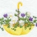 Under the Rain Umbrella with Flowers Embroidered Flour Sack Hand/Dish Towel