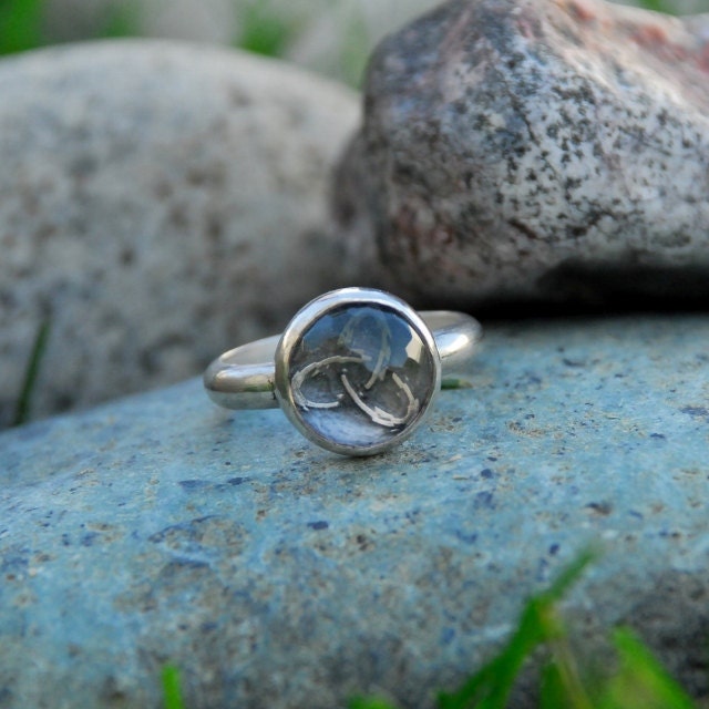 Celtic Triquetra Ring Sterling Silver Clear Quartz