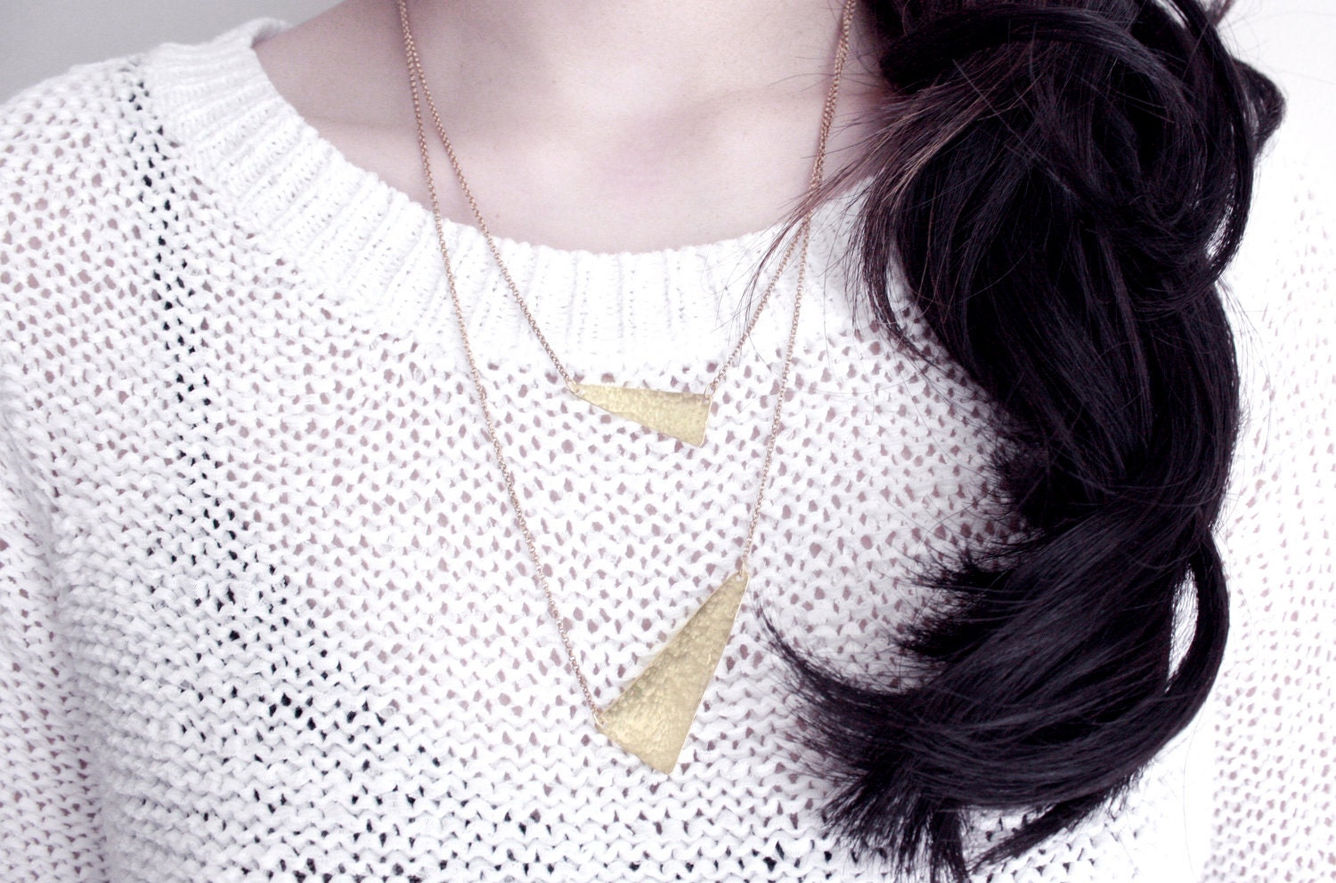 Points Hammered Brass Layered Necklace