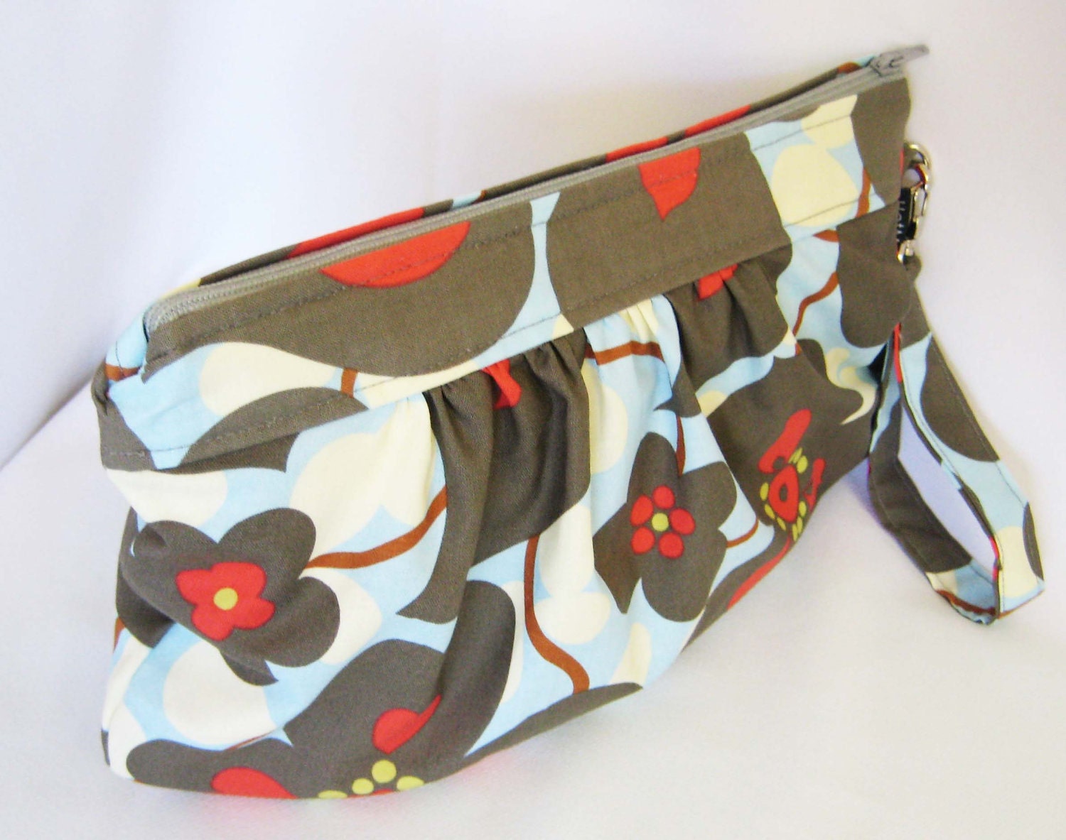 Clutch - Wristlet in Morning Glory Large Clutch WITH detachable strap - Or Zippered Wallet Diaper clutch