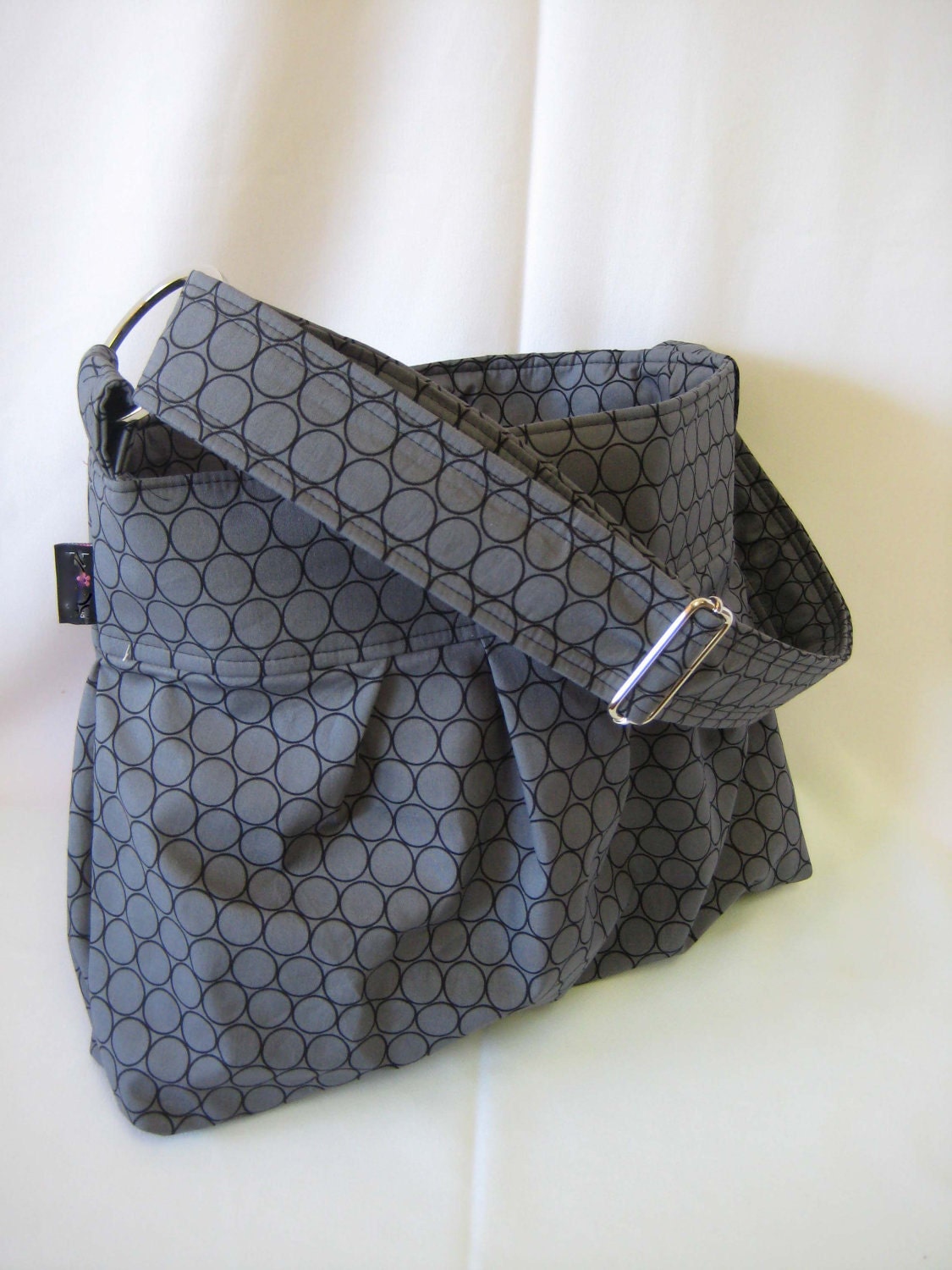 Emma Medium Diaper Bag - Messenger Bag -Pleated in Huevos - Adjustable strap - Elastic Pockets