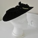Vintage Black Velvet Derby Hat, Rhinestone, Floral