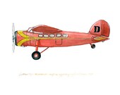 Red Letter Vintage Airplane watercolor print, 8"x10"