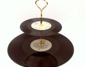 2 Tiered Vintage Record Cake Stand Retro Wedding Party Table Display Cupcakes Centerpiece