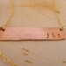Personalized bar necklace - handstamped initials copper bar