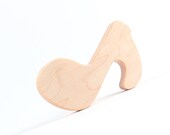 all natural musical note wood teether for eco-mod baby - an heirloom quality wooden teething toy, music lovers gift for baby
