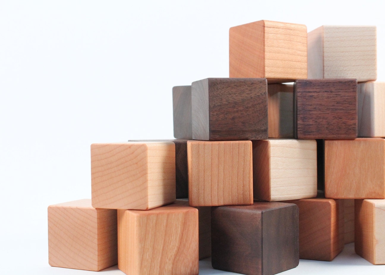 24-piece hardwood block set - all natural wooden toys, a new baby boy or girl heirloom gift with homegrown organic finish