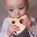 organic swiss cheese TEETHING TOY - all natural safe wooden fun for eco-babies, pretend picnic food