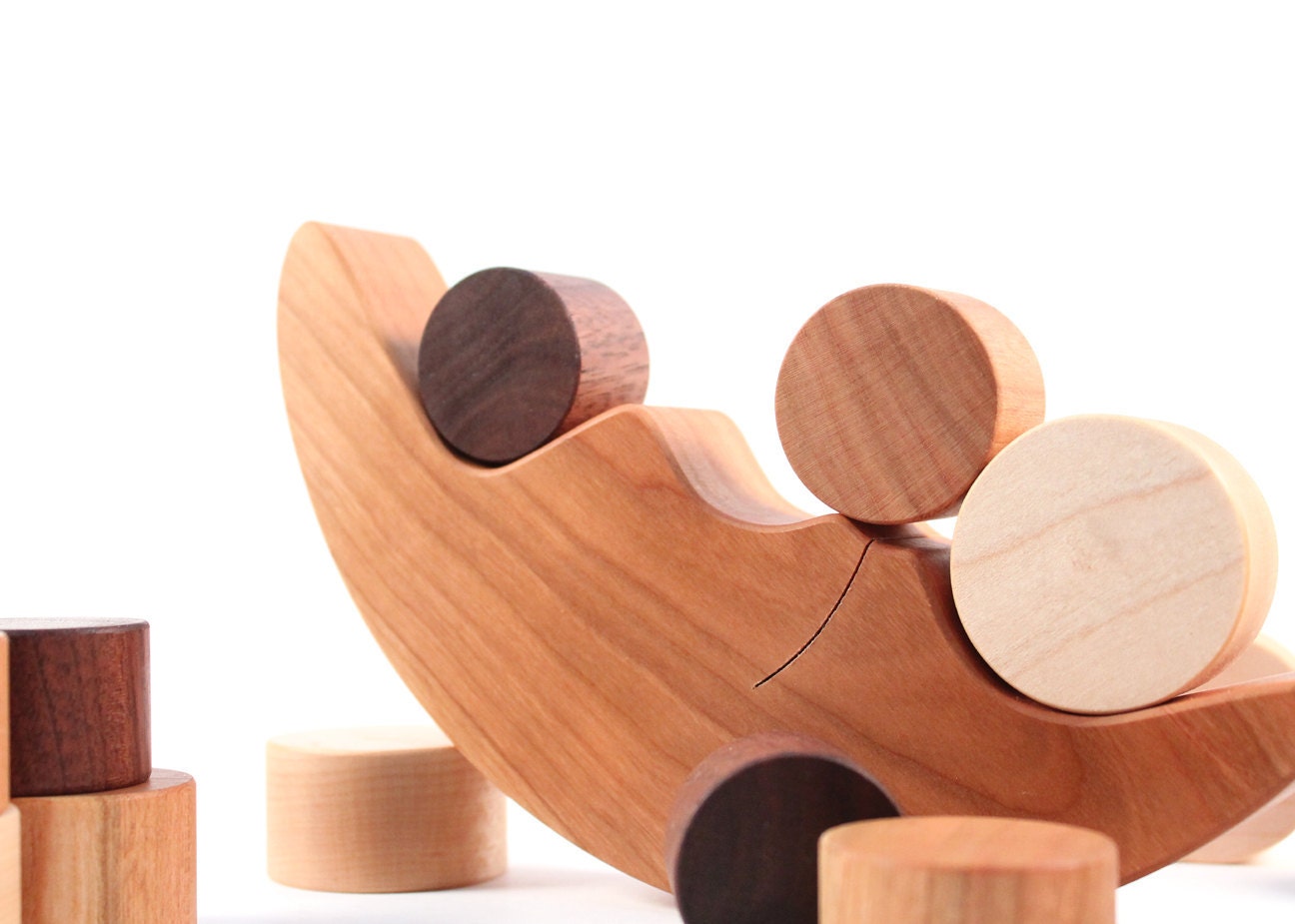 Smiling Moon BALANCER - natural stacking and balancing wooden game, an educational learning toy set for little ones and the young-at-heart