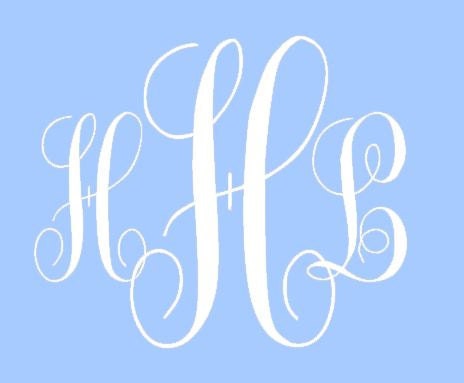 Custom Vinyl Monogram Decal with Monogram Letters Widened - 5" x 7"