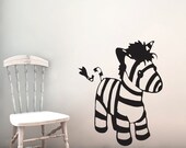 Zebra Wall Decal -  Stuffed Animal Vinyl Sticker  - Kids Room, Nursery, Play