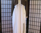 Vintage 1960s 1970s Butterfield 8 Loungewear Caftan Robe Beige Brown Metallic Gold Empire Waist Maxi Long Dress Gown Side Slit Maxidress