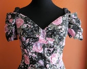 80's Party Scott McClintock Floral Off the Shoulder Semi Formal Garden Tea Party Dress Size 6 Like New