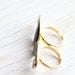 Black Mustache double ring . Enameled . Gold . Adjustable
