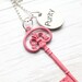 Dark pink Key Necklace . Purity . Ball chain . Hand painted . Mother's day
