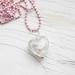White Glass Heart in Pink Ball Chain. Summer. Loved one. Bridal .