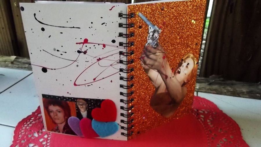 Glittery Bowie Gun Notebook
