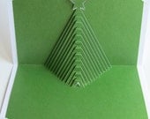 Christmas Tree Pop Up Home Décor 3D Handmade Cut by Hand Origamic Architecture in Forest Green and White.