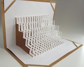 GRADUATION STEPS To SUCCESS Pop Up 3D Card Home Décor Handmade Origamic Architecture in White and Bright Shimmery Metallic Gold