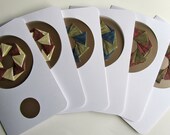 Christmas Cards Contain DETACHABL ORNAMENTS, Handmade as Stars/ Wreaths in Shimmery White, Burgundy, Blue and Grey Embossed with Gold OOAK
