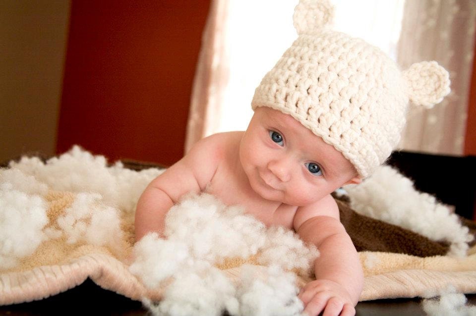 Baby Bear Hat Soft Cream Crochet Hat