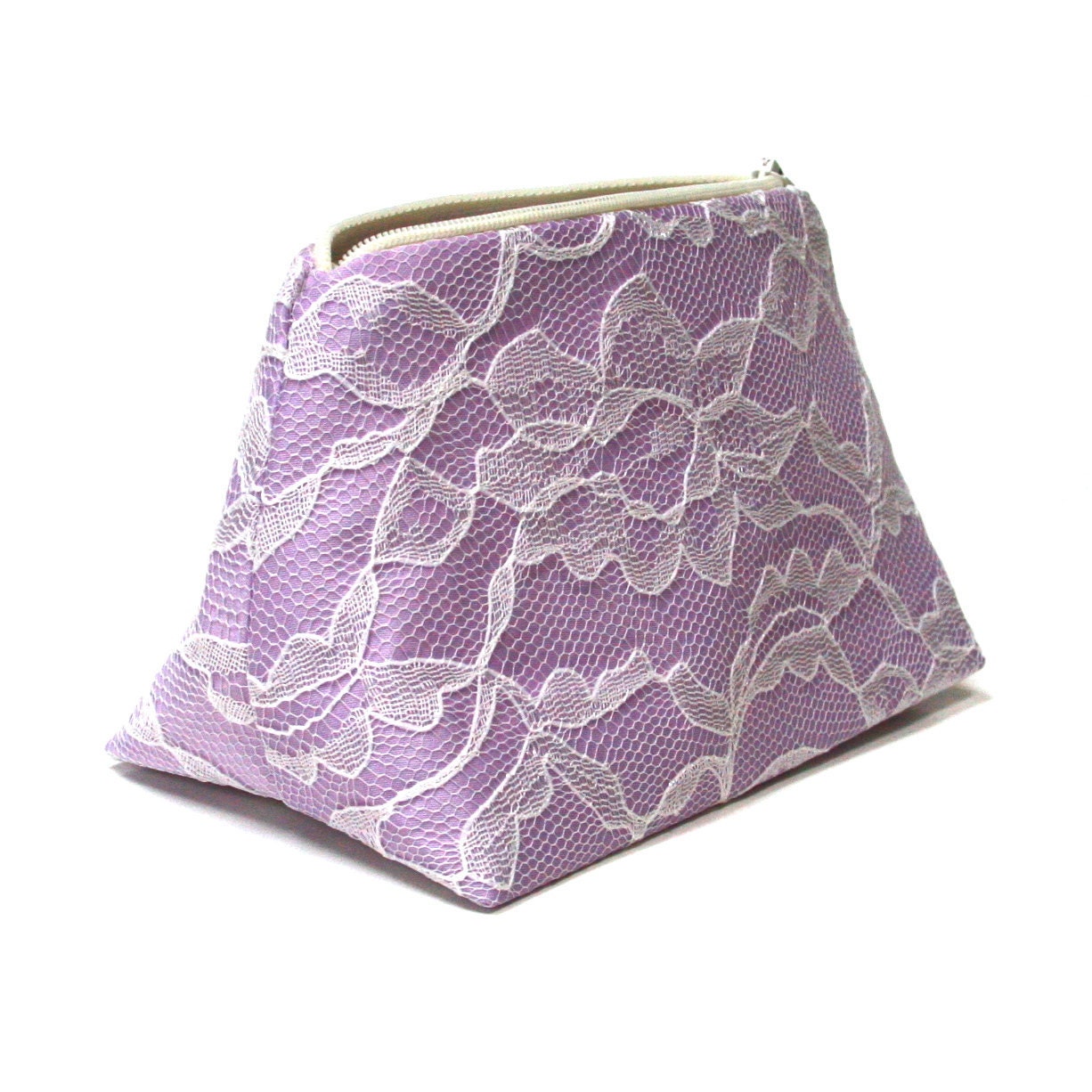 Lavender Bridesmaid Gift, Wedding Favor Cosmetic  Bag / Clutch, Lilac Purple Wedding, Flower Girl, Gift for Women, Bridal Clutch Accessory