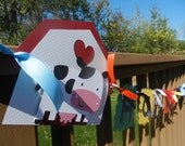 Farm Barnyard  Animals Happy Birthday with Age Banner