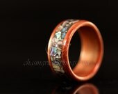 Golden Hawaiian Koa with Abalone inlay Wooden Ring