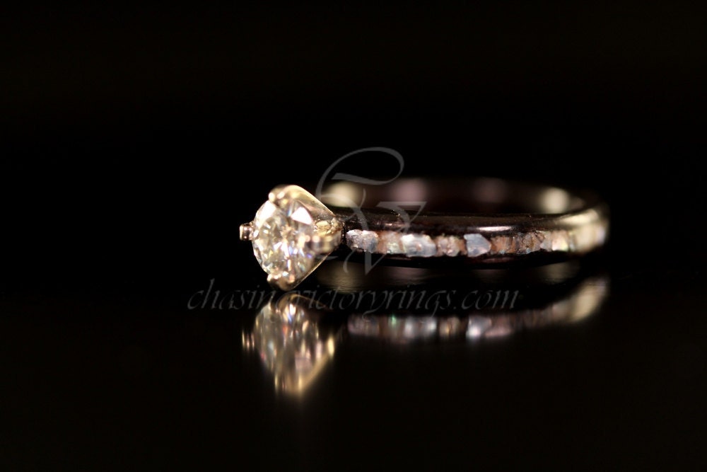 Ebony Wood Diamond Engagement Ring
