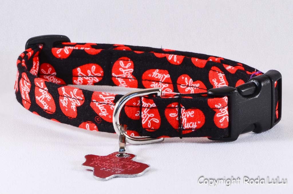 I LOVE LUCY in Black/Red - Dog Collar - Adjustable