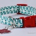 Turquoise and Red - Dog Collar - Adjustable