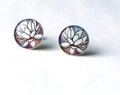 LOTUS Post Earrings / Lotus flower water lily purple lavender stud jewelry / Purple Flower Posts
