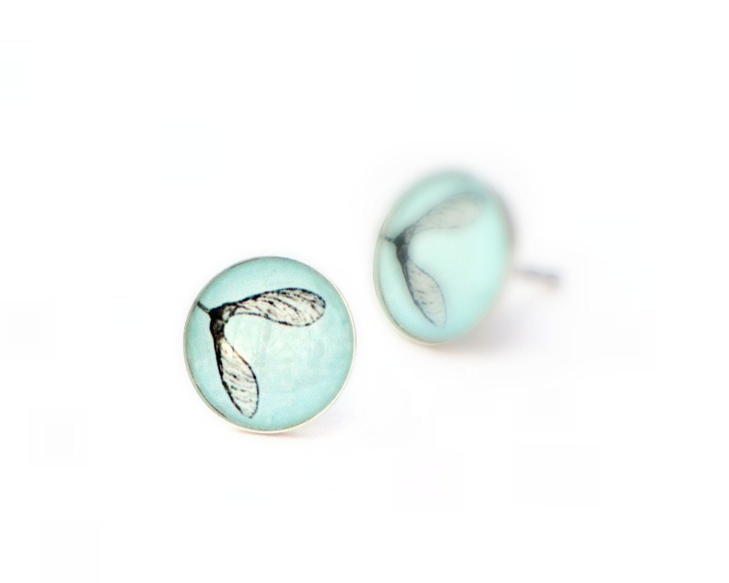 NATURE JEWELRY / maple seed Sky blue - Aqua Blue Spring fashion Easter style - tt team - Nature Earrings