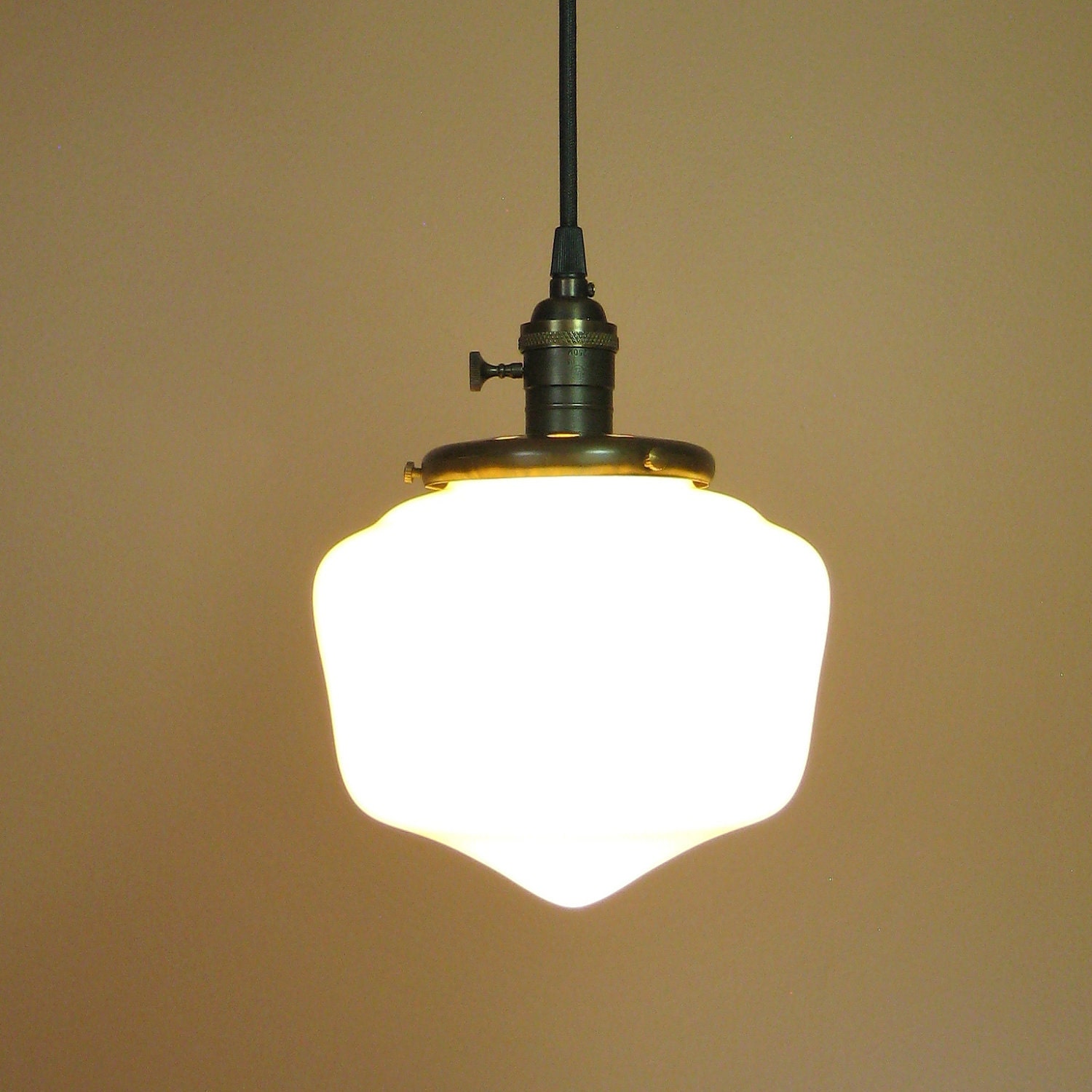 School House Light with Exposed Socket, Antique Style Wire and Oil Rubbed Bronze Finish Schoolhouse Chic Home Decor