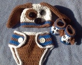 Puppy dog hat, diaper cover and shoes, Newborn, Photo prop