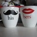 RESERVED for AuroraBleuAtelieR HIS and HERS Mustache and Lips Coffee Mug