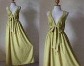 Yellow Bridesmaid Dress - Gorgeous Elegant V-styled Neck  Evening Maxi Dress : Love Party Collection