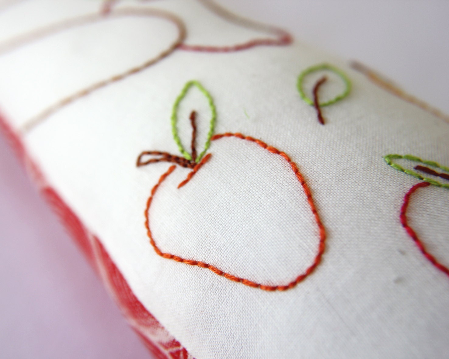 Fox Plush Softie Stuffed Fabric with Embroidered Apples