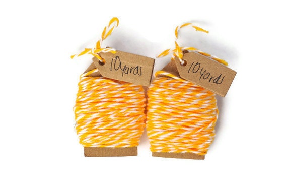 Cotton Bakers twine . sunshine yellow . wrapping cord . thin string . 20 yards . gift wrap . packaging . organization . scrapbooking - TodoPapel