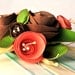 Paper Flower bouquet. Valentine's Gift embellishment / Gift topper  /  Coral and Chocolate Brown