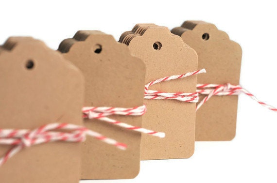 Kraft tags .100 blank brown paper mini tags . small gift tags . 1.25 by 1.75 . die cut . kraft brown paper . eco friendly . natural